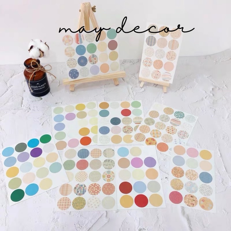 Sticker chấm tròn màu sắc dán tường -may.decor-