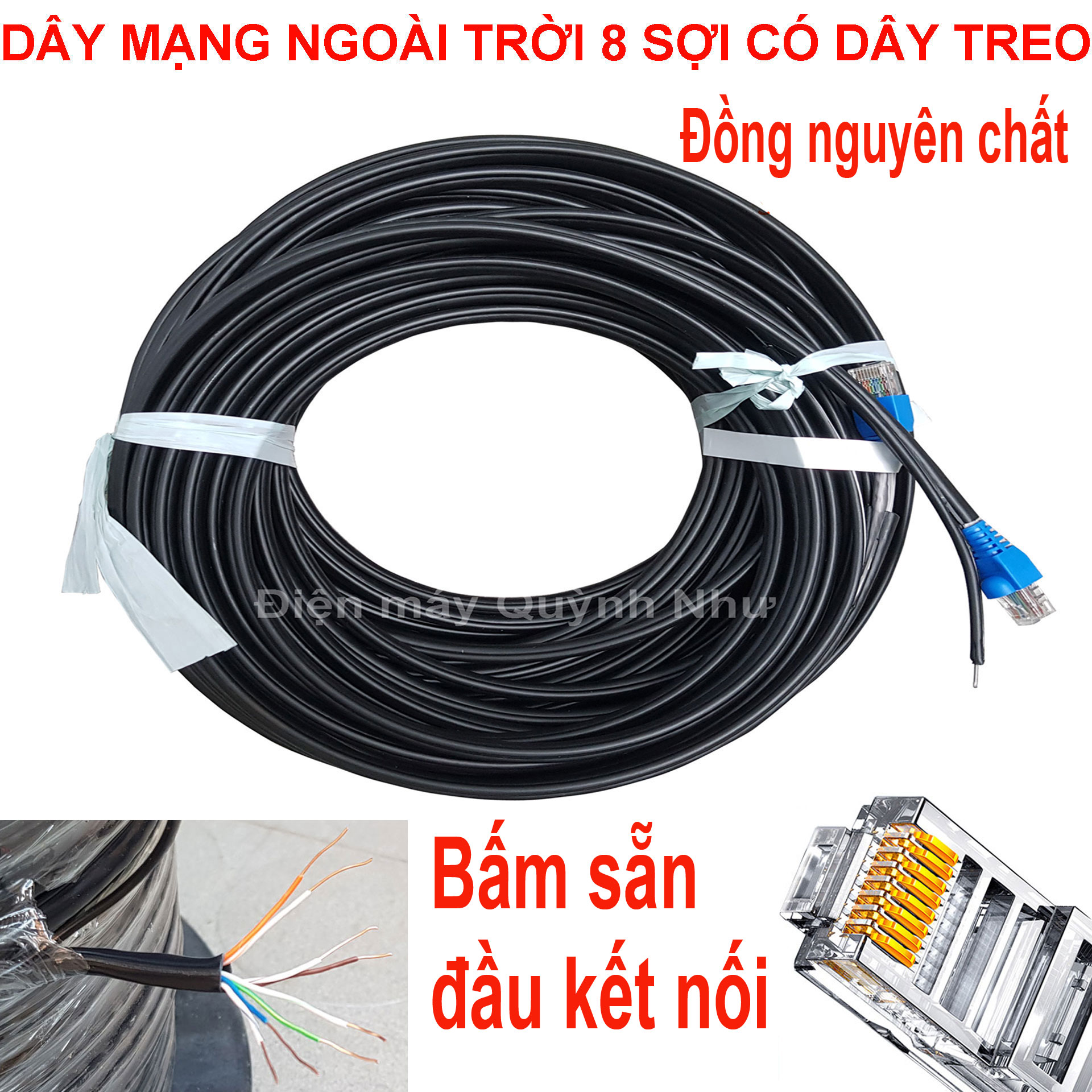 [HCM] 10m đến 50m dây mạng ngoài trời (bấm sẵn 2 đầu) - Cáp mạng ngoài trời, Dây lan ngoài trời, cáp lan ngoài trời