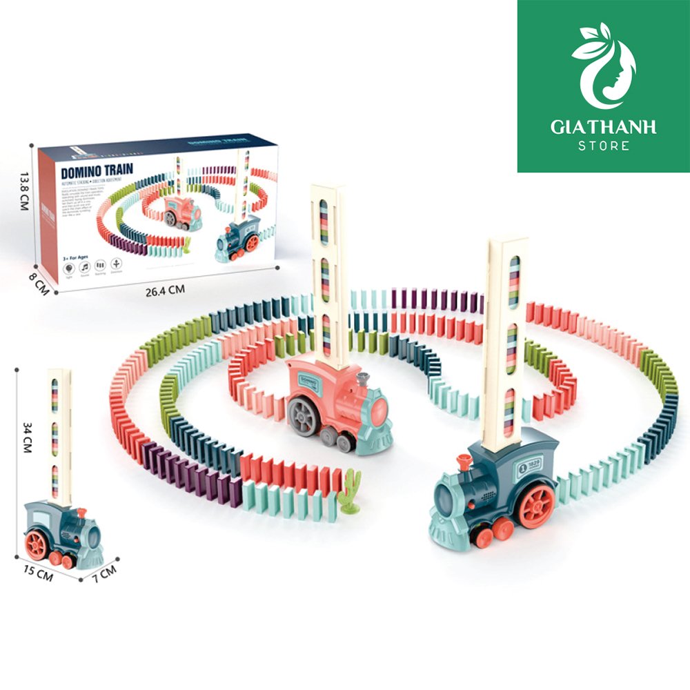 Đồ chơi lắp ráp, sáng tạo - Bộ Tàu Domino chuyển động. Xe Domino, Đồ Chơi Tàu Lửa Domino xếp tự động, Có Âm Thanh, Điều chỉnh hướng dễ dàng