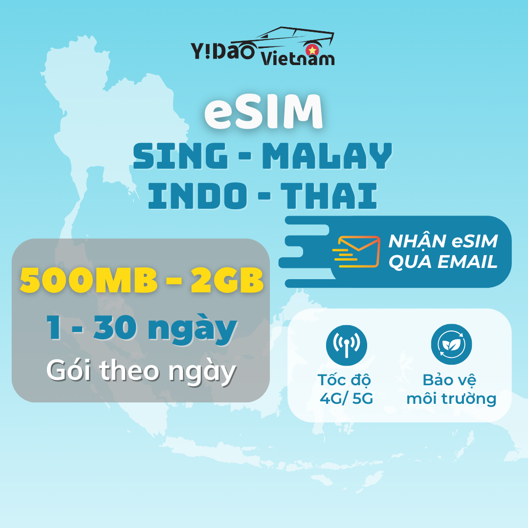 eSIM Singapore Malaysia Indonesia Thái Lan, eSIM du lịch kích hoạt nhanh bằng mã QR, data tốc độ cao
