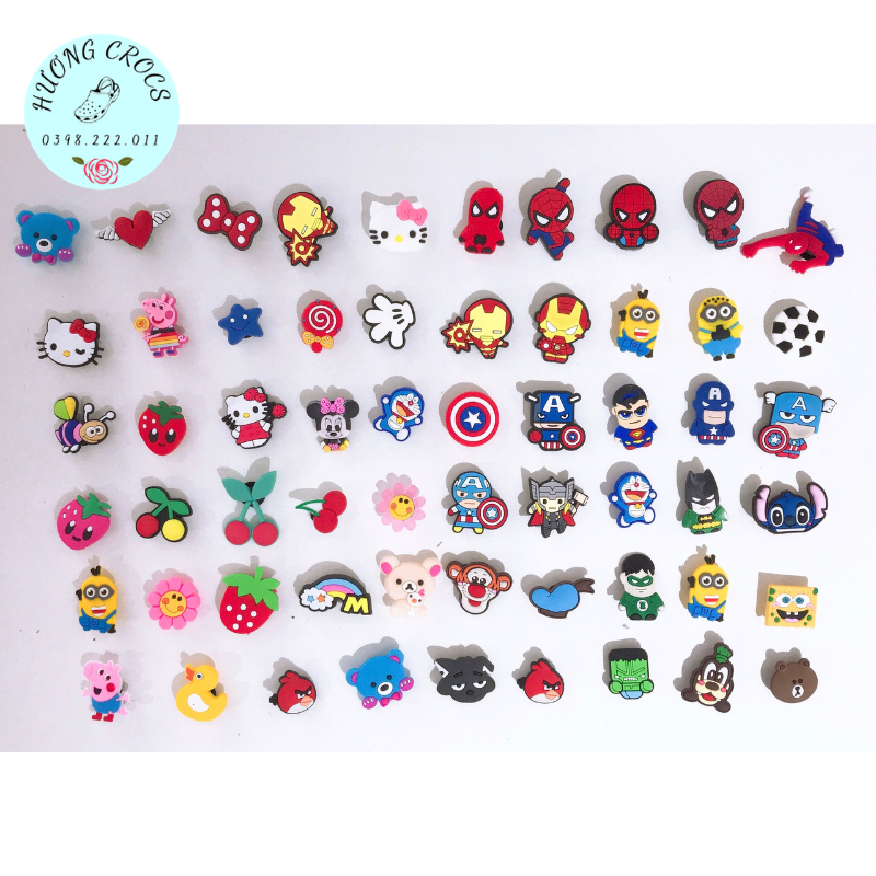 Combo 3 jibit gắn dép sục, dép croc.s, sticker 2D gắn sục, đính dép sục trẻ em, người lớn siêu cute, bắt mắt