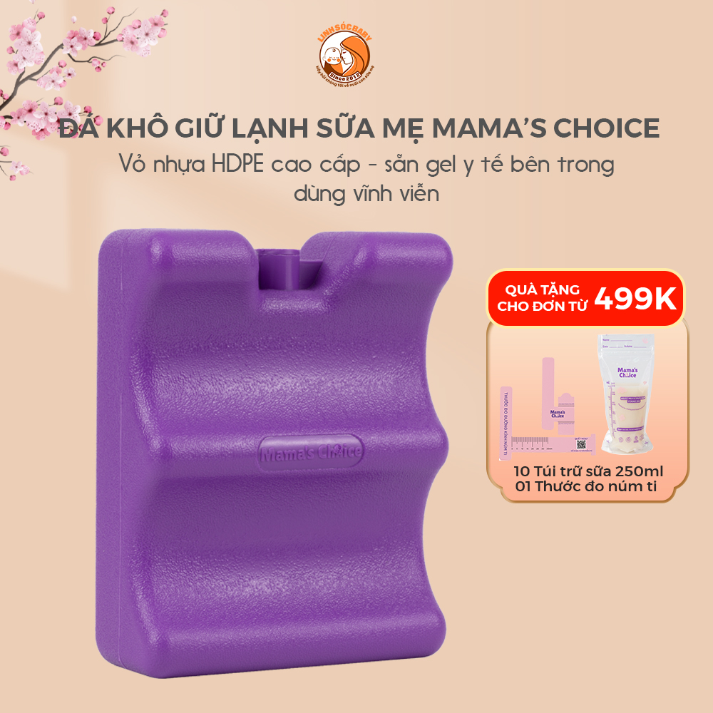 Đá khô giữ lạnh Mama's Choice | Bảo quản sữa mẹ lên đến 14 giờ, thiết kế 2 sóng phù hợp các loại bình sữa