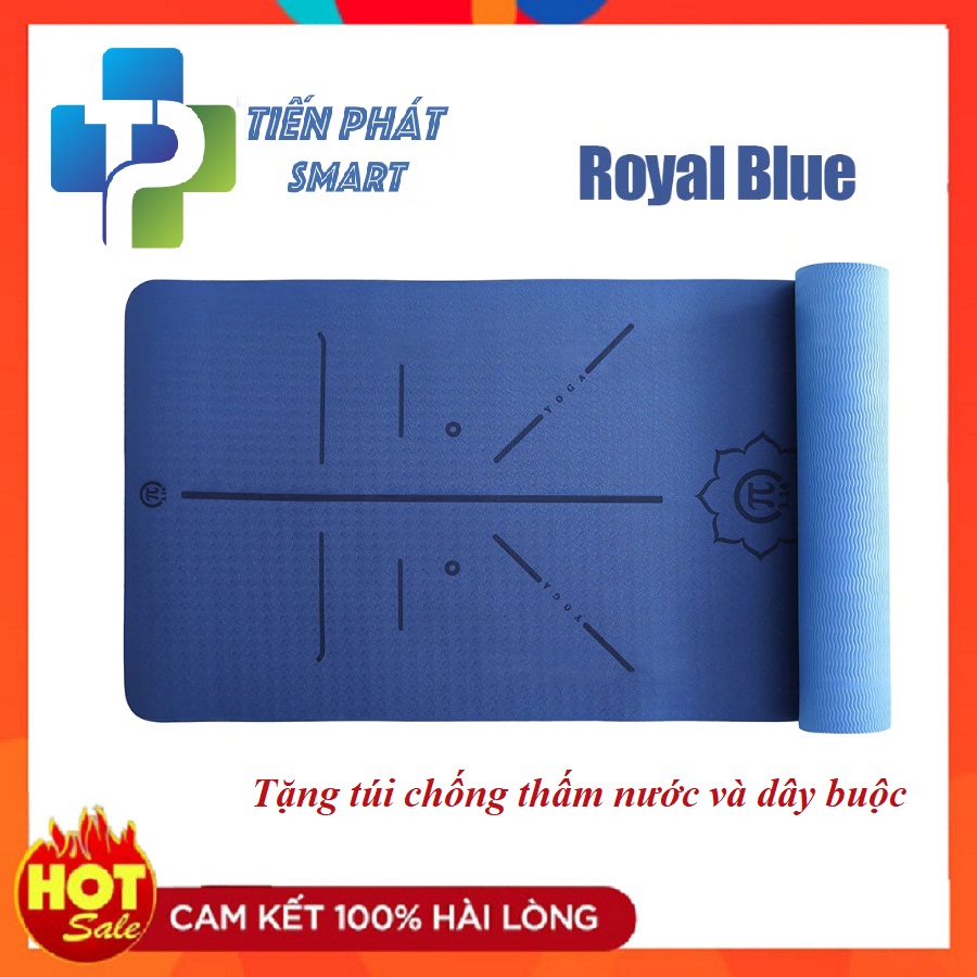 [Hàng Đẹp-Giá Tốt-Chất Lượng Cao ]- Thảm Tập Yoga Có Đường Định Tuyến TPE 6mm 2 Lớp Hàng Cao Cấp Được Các Chuyên Gia Khuyên Dùng - Màu Xanh Dương Chính Hãng Tienphatsmart