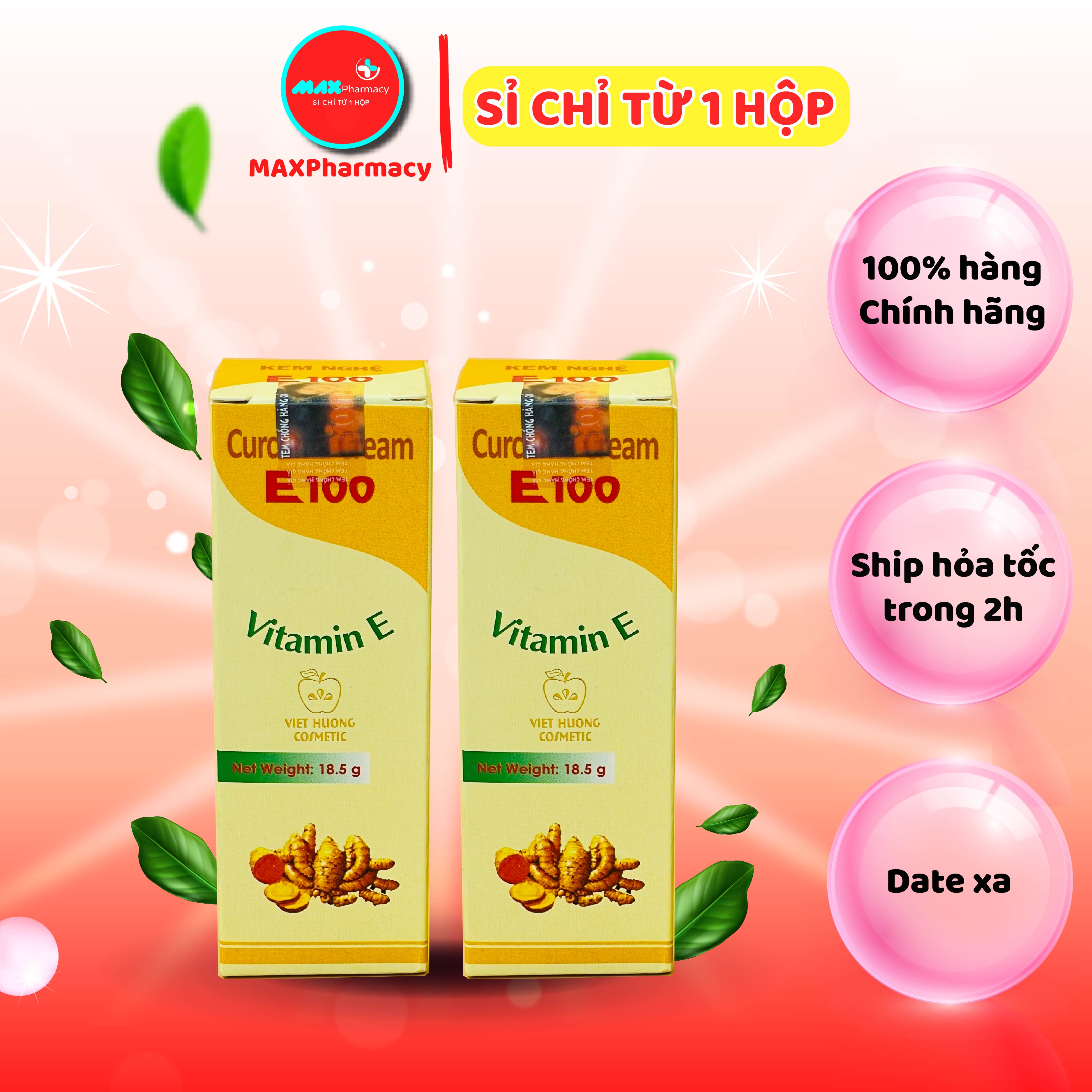 Kem nghệ e100 dưỡng da mụn mờ thâm sẹo 18,5g - maxpharmacy