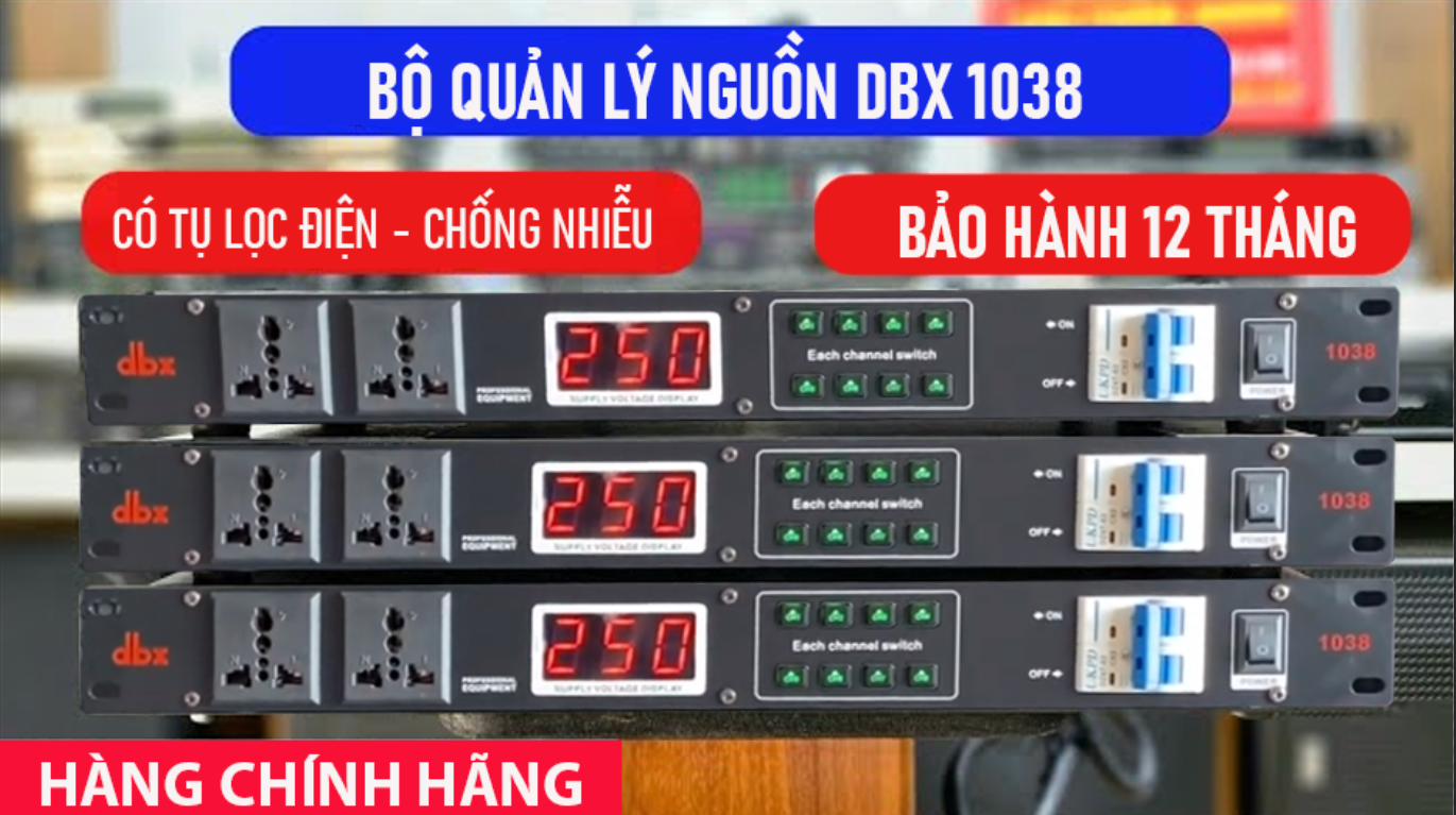 Bộ Quản Lý Nguồn DBX 1038 Bản Mới 2023 Thiết Kế Chịu Tải Lớn 10 Cổng Cắm Tiện Lợi Có Tụ Lọc Nguồn 30A6600W Chống Nhiễu Điện Ổn Định Dòng Điện Công Tắc Chống Chập 63A Chống Chập