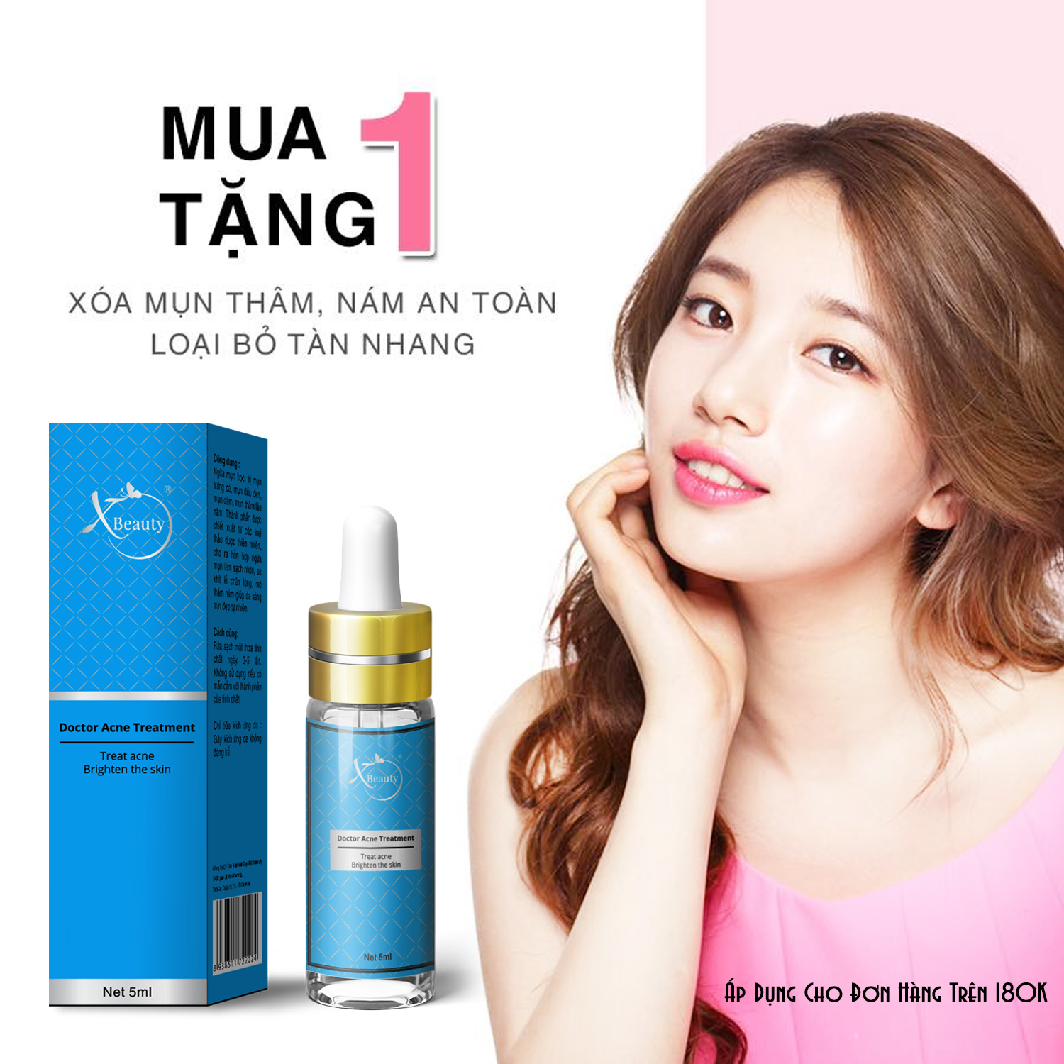 Serum giảm mụn XBeauty Doctor Acne Treatment 20ml/5ml (Làm xẹp không bong da) - Serum giảm sẹo mụn, hết thâm nám, se khít lỗ chân lông, ngừa mụn hiệu quả