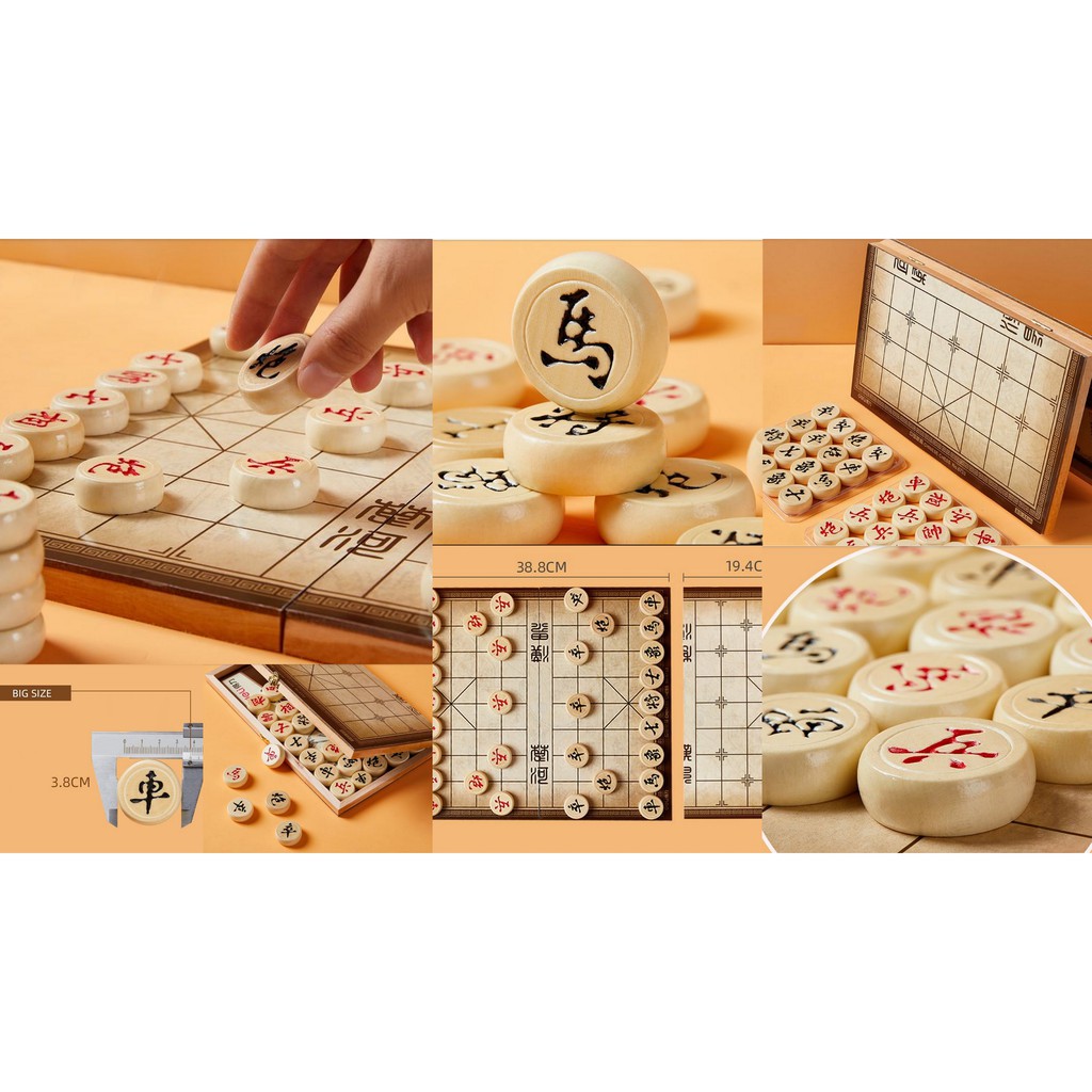 Cờ tướng gỗ cao cấp có bàn gỗ 40x40 cm