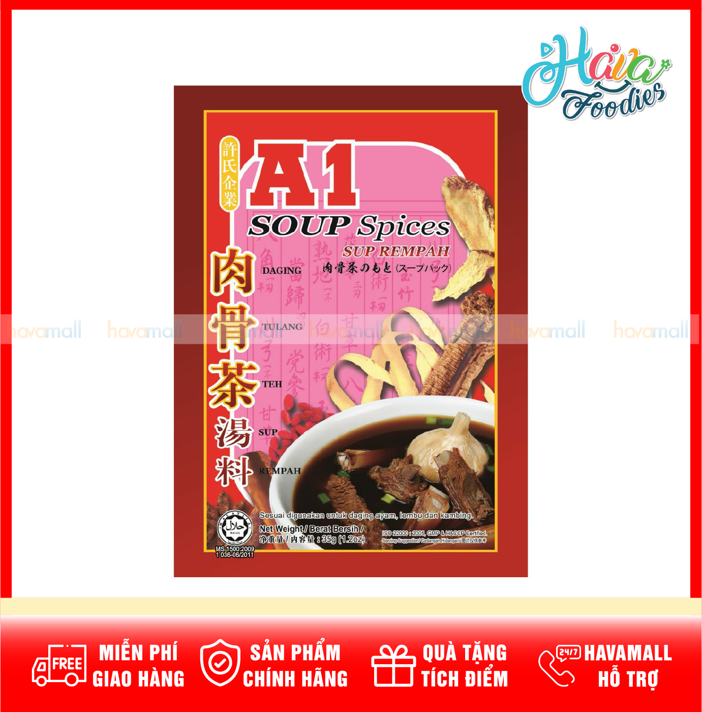 Gia vị súp bak kut teh hiệu a1 gói 35g