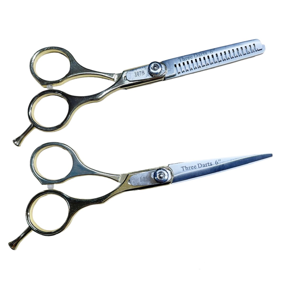 Bộ 2 kéo cắt tỉa tóc gọng màu vàng làm từ thép cao cấp không gỉ, chất lượng cao, gia công tinh xảo,cầm rất vừa tay