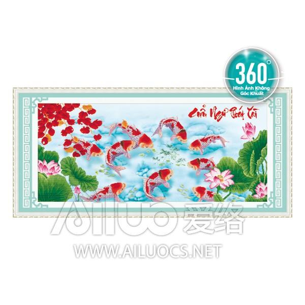 [HCM]Tranh đính đá 9 con cá cửu ngư phát tài 77271