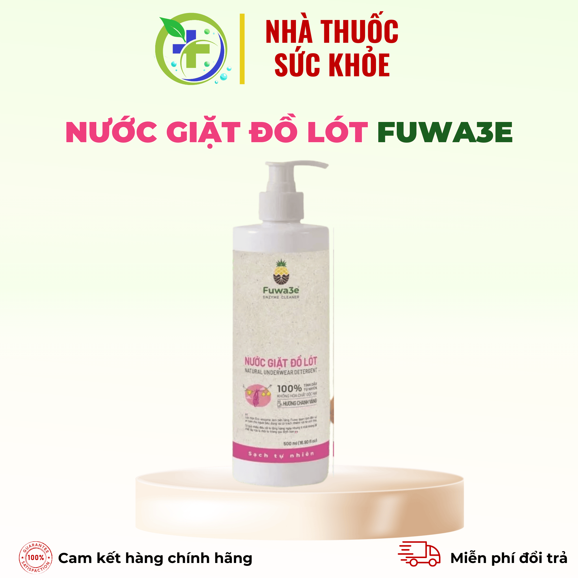 Fuwa3E Specialized Underwear Detergent 500ml - Cleans Quickly, Antibacterial, Antifungal, Deodorizing, Safe