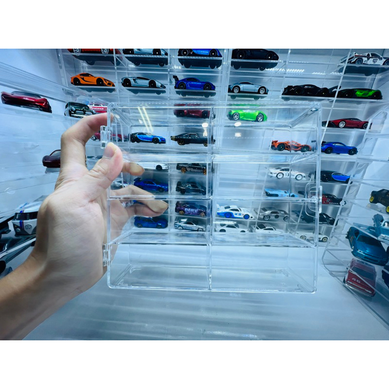 [Hanoitoys]Khung / Kệ / Hộp Trưng Bày xe mô hình 1:64 (Có nắp Mica chống bụi) gồm 8 ô để Hot Wheels 