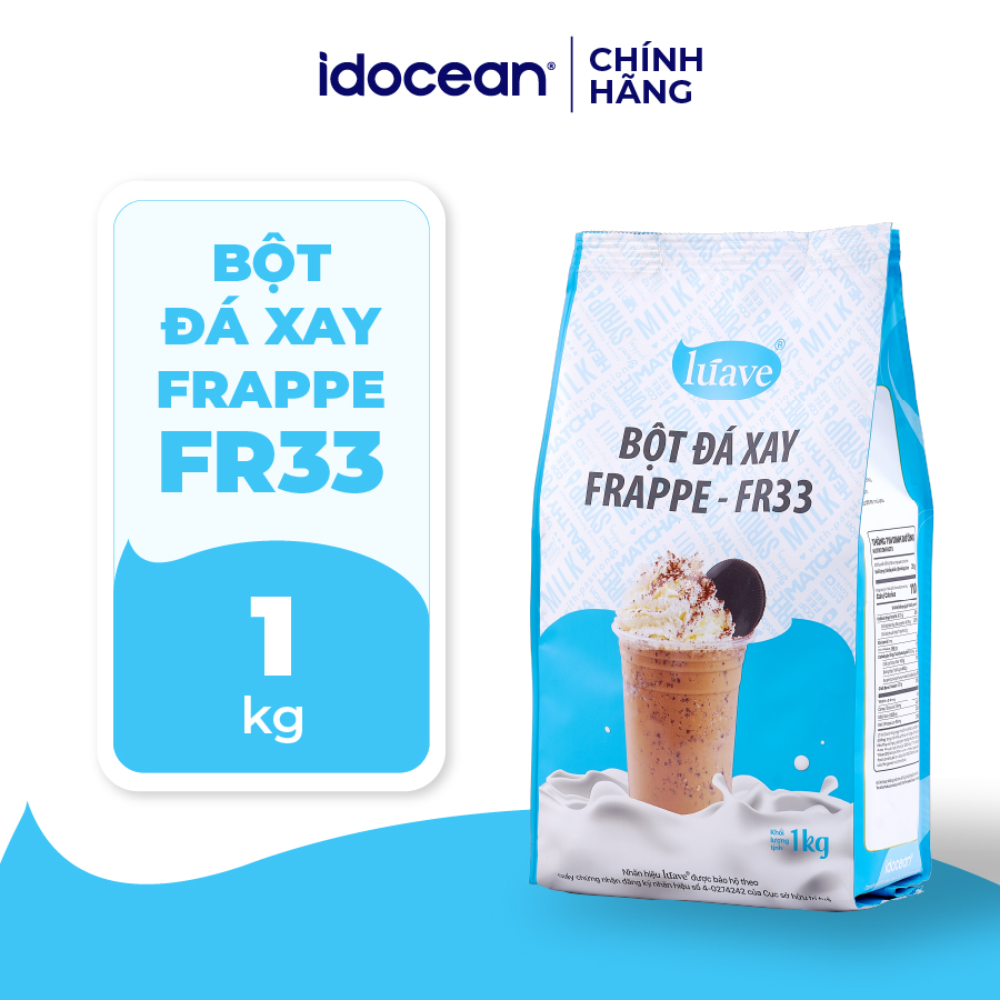 Bột Kem Béo Thực Vật Frappe FR33 - LÚAVE - 1kg - Bột Frappe chống tách lớp (bột đá xay frappe, bột frappe Luave)