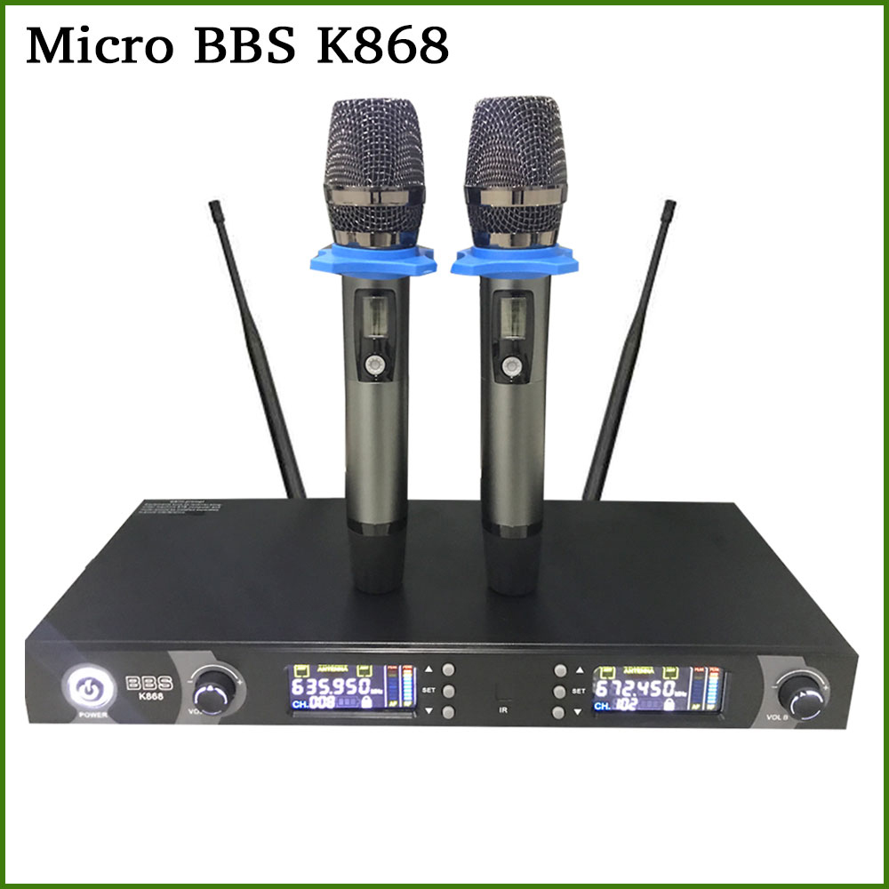 [HCM]( MẪU MỚI ) Mic Hát Karaoke Bộ 2 Micro Không Dây Và Đầu Thu BBS K-868Micro Karaoke Không Dây Cho Gia Đình Bắt Âm Cực TốtĐộ Nhạy Cao Tính Năng Tự Dò Tìm Sóng SạchTránh Nhiễu SóngĐầu Thu Có Đèn Led Cực Đẹp.