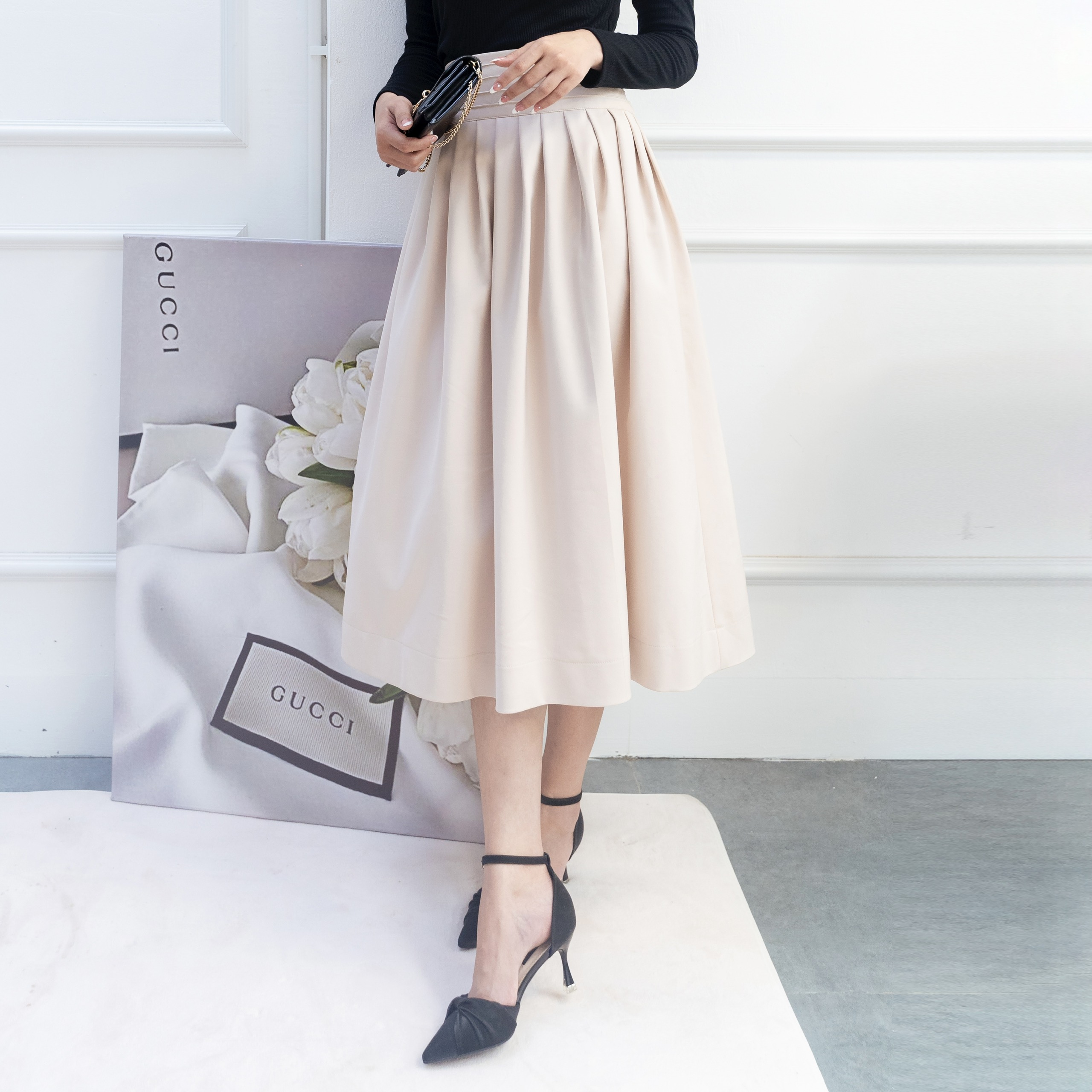 Chân váy xếp ly dáng xòe CẠP CAO MAY GÂN hàng thiết kế Kelly Skirt by DAO