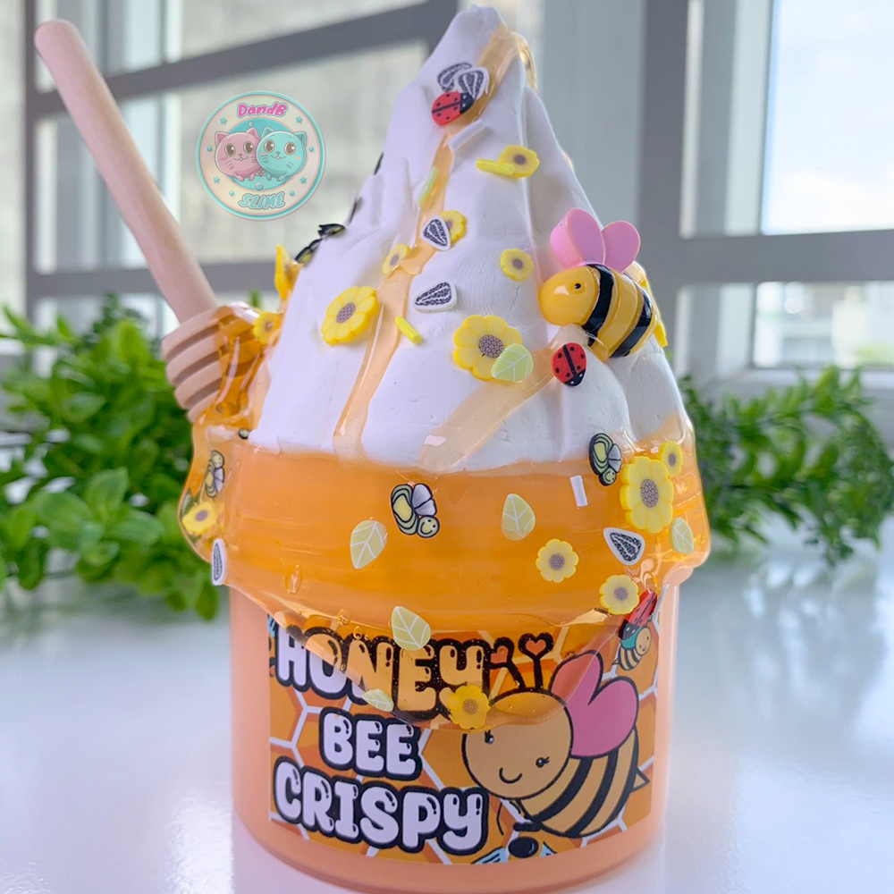 Honey Bee Crispy Slime 200ml - Chất Nhờn Ma quái kết hợp Basic/Clear/Cốm/Charm và Hộp Đựng