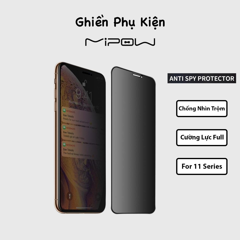 Cường lực mipow kingbull chống nhìn trộm hd 2.7d dành cho iphone x/xs/xr/xs max/11/11pro/11pro max