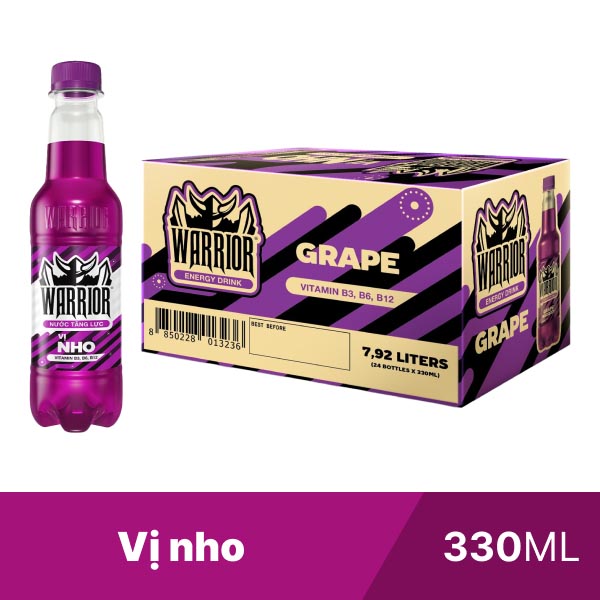 Nước tăng lực WARRIOR vị nho chai 330ml