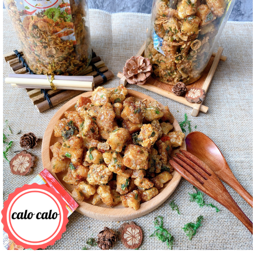Da heo mắm hành 160g hộp to CALOCALO, Đồ Ăn Vặt Da Heo Giòn Giòn, Ăn Là Mê