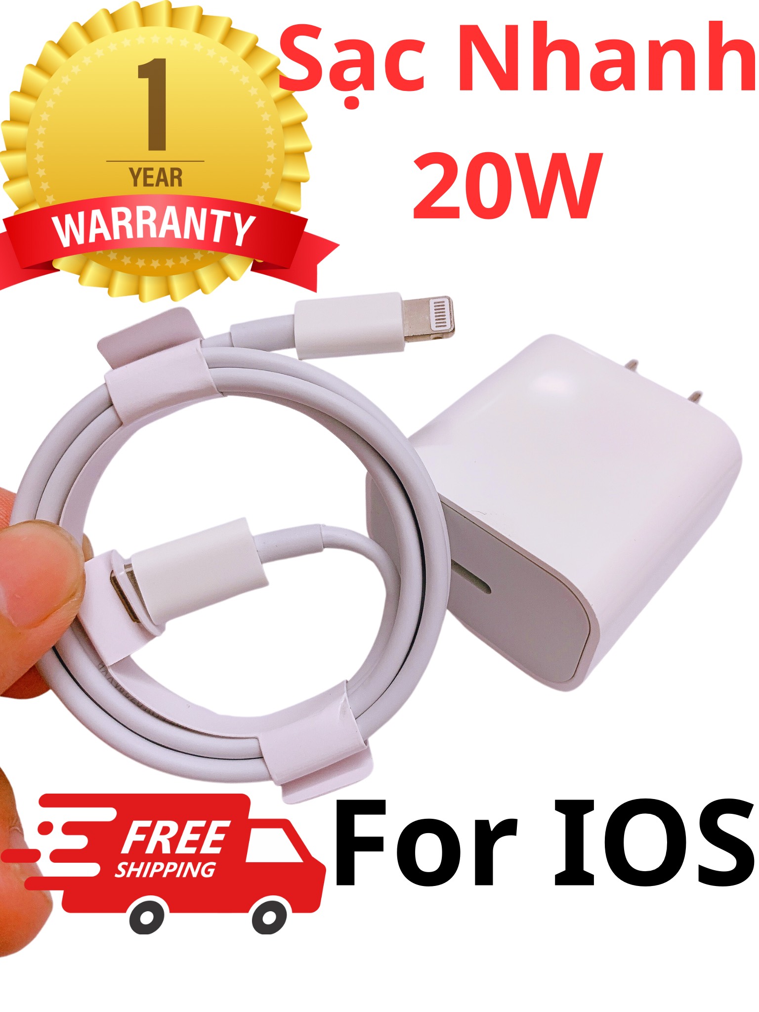 Sạc nhanh ip 20w gồm cục và dây cáp sạc điện thoại bộ sạc nhanh ip các dòng ios bộ sạc iphone loại 1