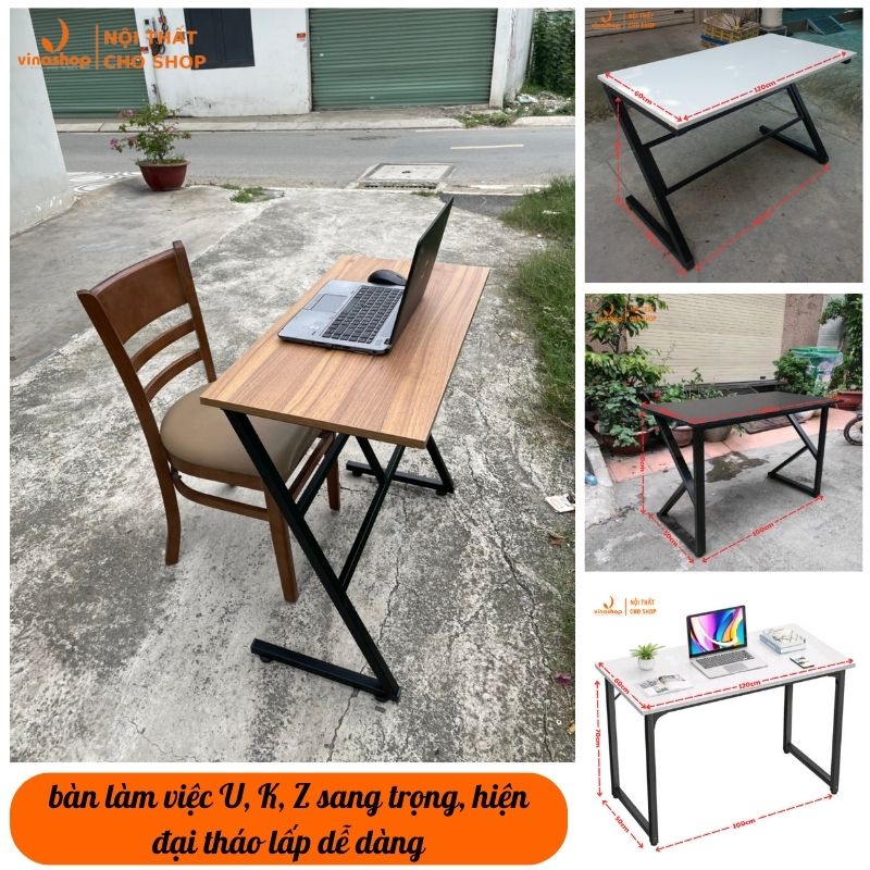 VNH-502 Bàn làm việc, bàn học chân chữ Z, U, K bộ bàn ghế làm việc máy tính bàn, ghế gaming hiện đại