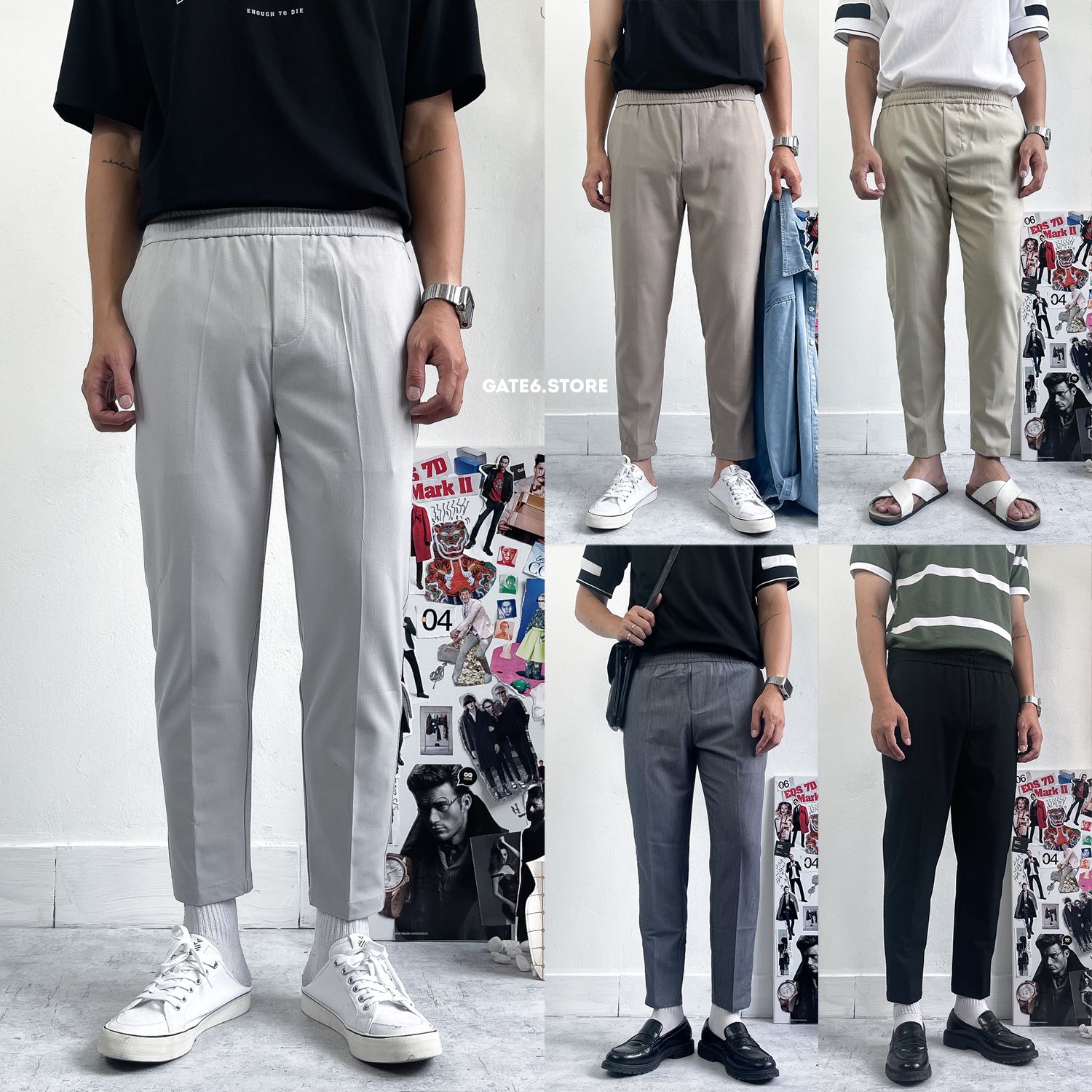 Quần âu Nam GATE6 form regular, quần ống đứng công sở dáng cropped thun lưng co giãn - Dressy - #G0012