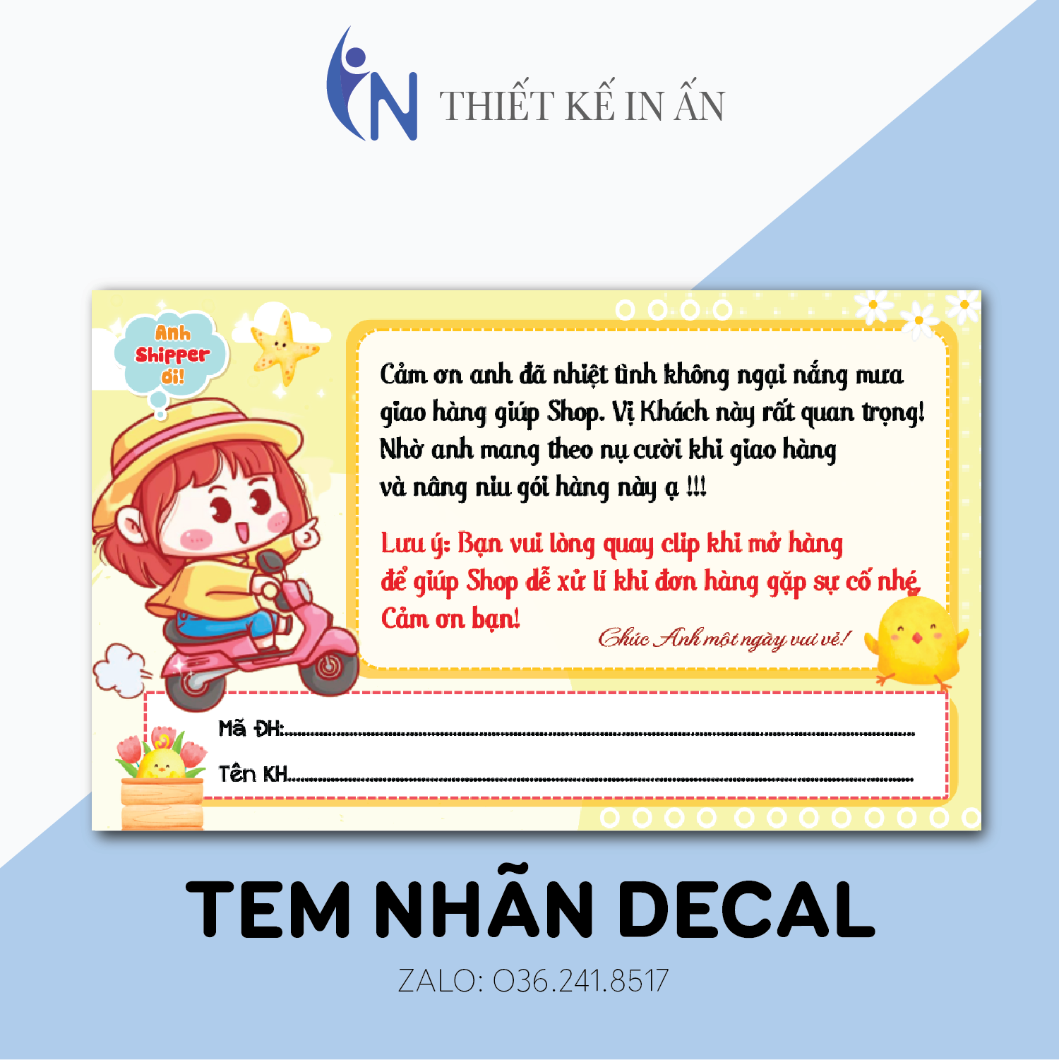 100 Nhãn dán, tem decal có keo sẵn cám ơn shiper, Quay Video Kiểm Tra Đơn Hàng