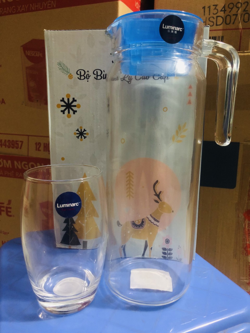 Bộ 1 bình và 1 ly thủy tinh Luminarc