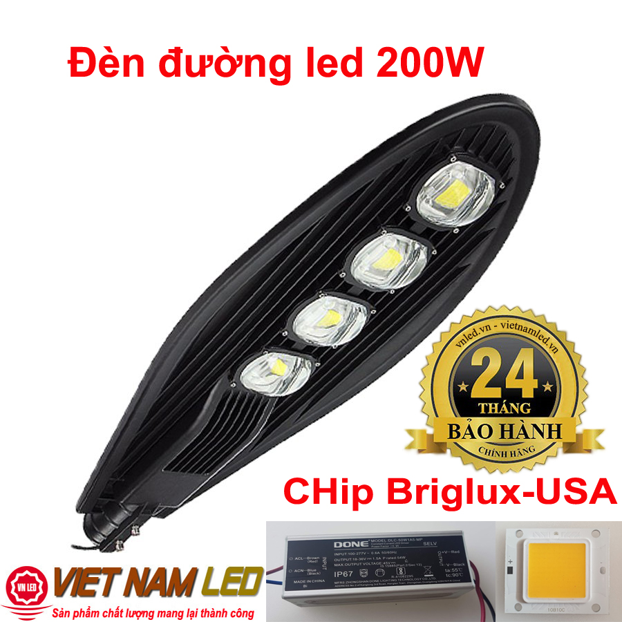 Đèn đường led 200W 4 mắt led Briglux, vnled, vietnamled, 0936395395