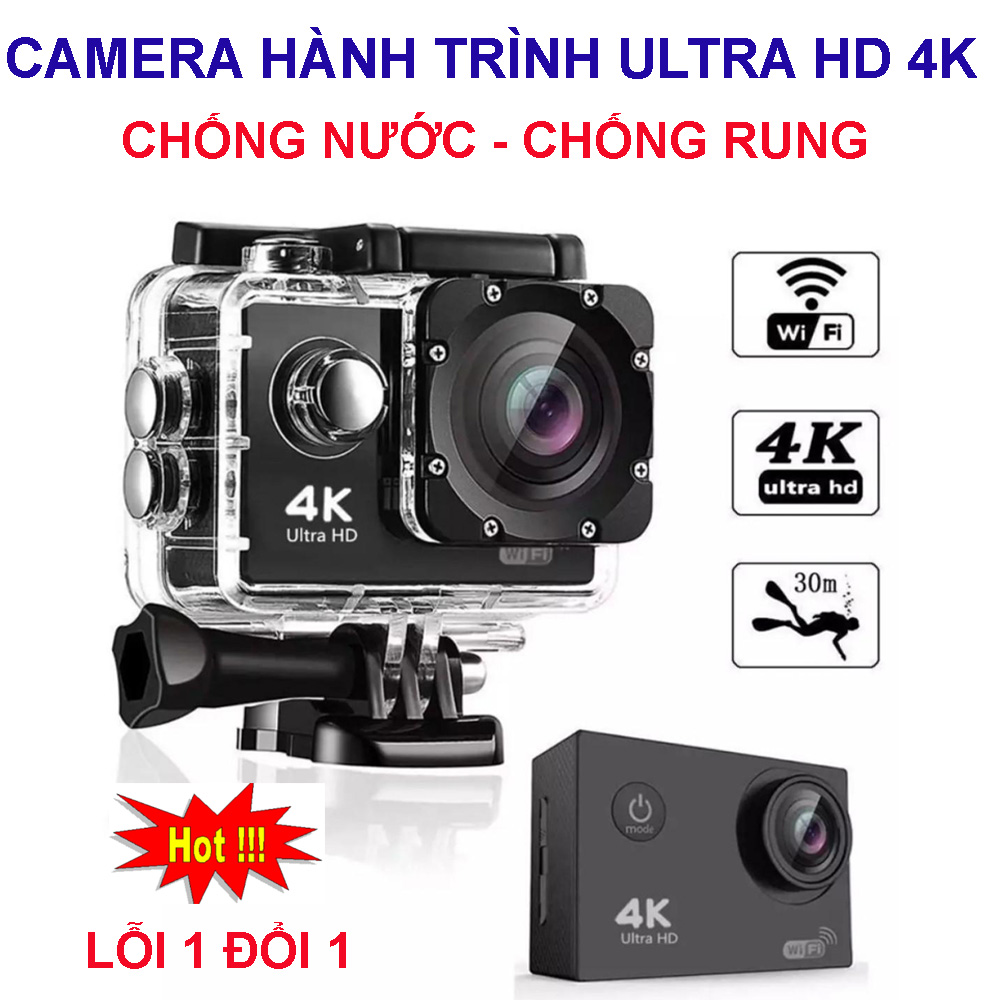 Camera 4k hành trình, camera hành trình 4k wifi. chống nước, chống rung, kết nối wifi góc quay 170 độ. lỗi 1 đổi 1