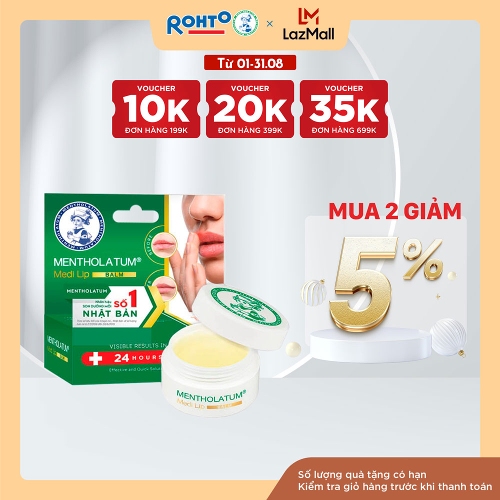 Son dưỡng môi dạng sáp chuyên biệt dành cho môi khô, nứt nẻ Mentholatum Medi Lip Balm 7g