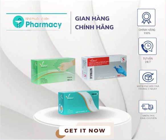 3 hộp bao tay y tế chuẩn y khoa có bột , không bột, nitrile xanh Vglove