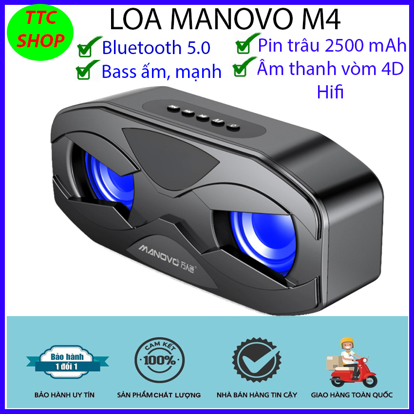 Siêu trầm - loa bluetooth 5.0 manoovo m4