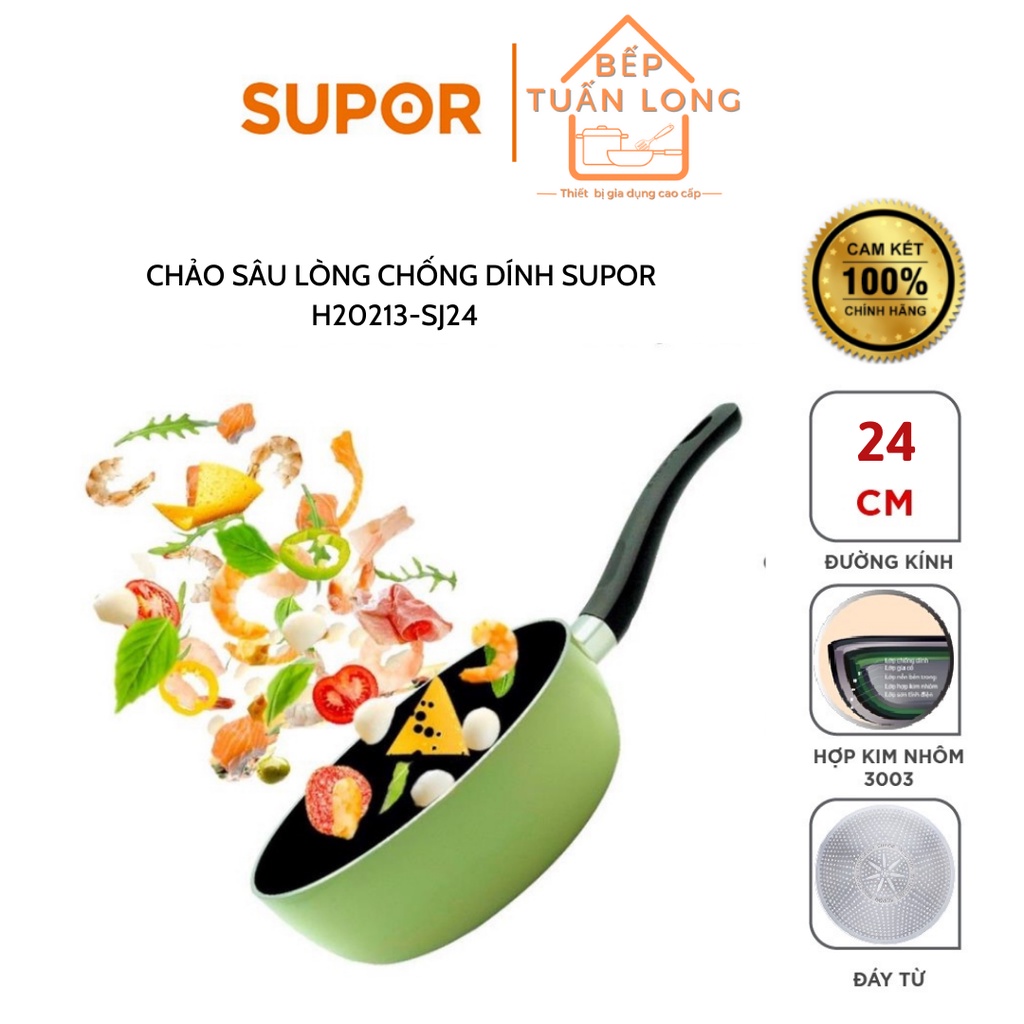 Chảo chống dính sâu lòng supor h20213 đường kính 20, 24cm