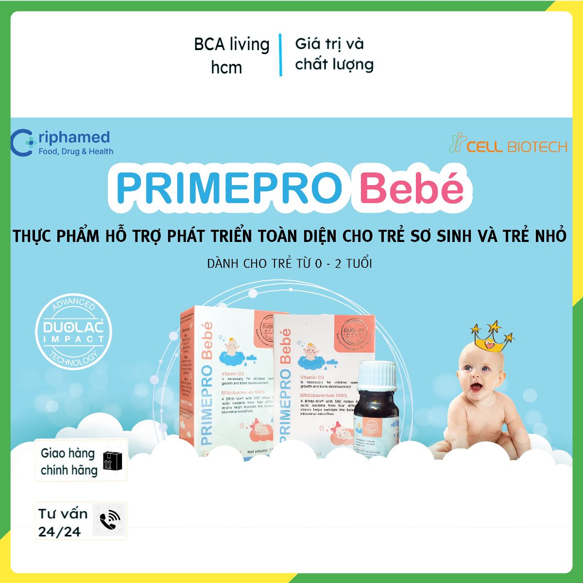 Men vi sinh tiêu hóa cho bé PrimePRO Bebé bcalivinghcm hỗ trợ phát triển toàn diện hệ tiêu hoá và tối ưu tăng trưởng cho trẻ