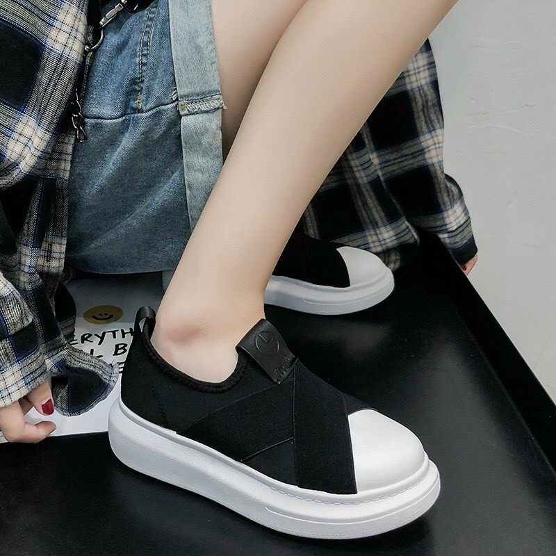 giày sneaker nữ , giày sục lười đế độn 4 cm đế đi bền đẹp ko nhăn phong cách trẻ trung năng động