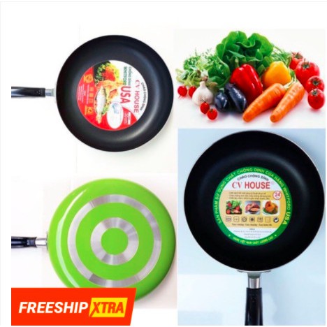 Chảo Chống Dính Đủ Size 30Cm-28Cm-26Cm-24Cm Hợp Kim Nhôm Cv House Công Nghệ Usa