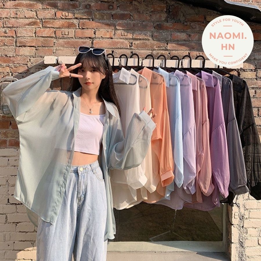 Áo sơ mi nữ mỏng khoác ngoài đi biển. Sơ mi nữ mỏng trong khoác ngoài quyến rũ sexy nhiều màu