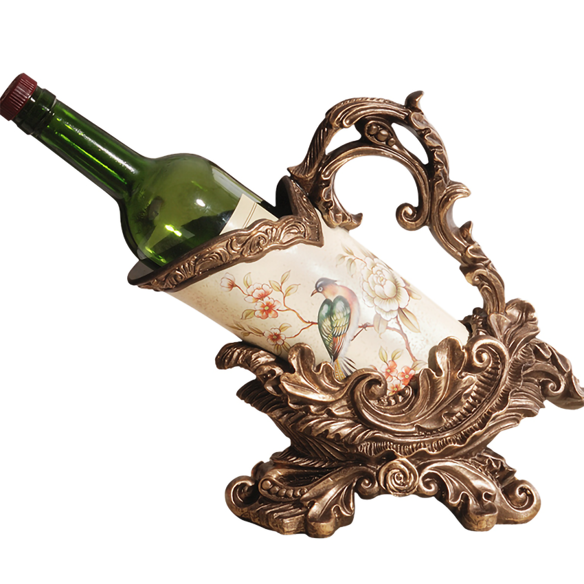 Kệ để rươu vang, kệ vang có tay cầm phong cách Châu Âu cổ điển decor bàn ăn tiệc cưới - Giá để rươu vang để bàn độc đáo