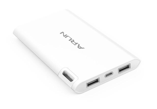 Pin sạc dự phòng ARUN J205 5000mAh (Trắng) Sạc cùng lúc 2 thiết bị sử dụng Công nghệ sạc tiếp nối