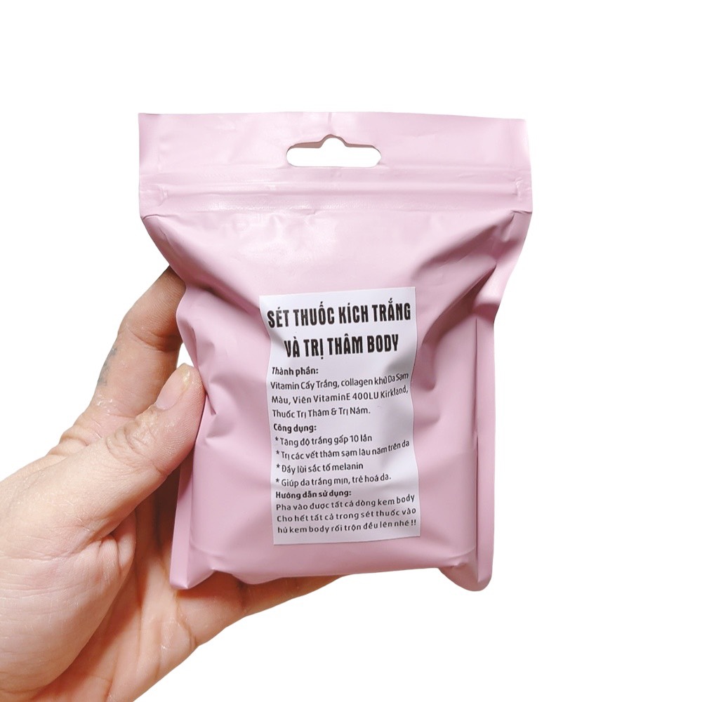 Set kích trắng vitamin x10 trộn kem body trắng da