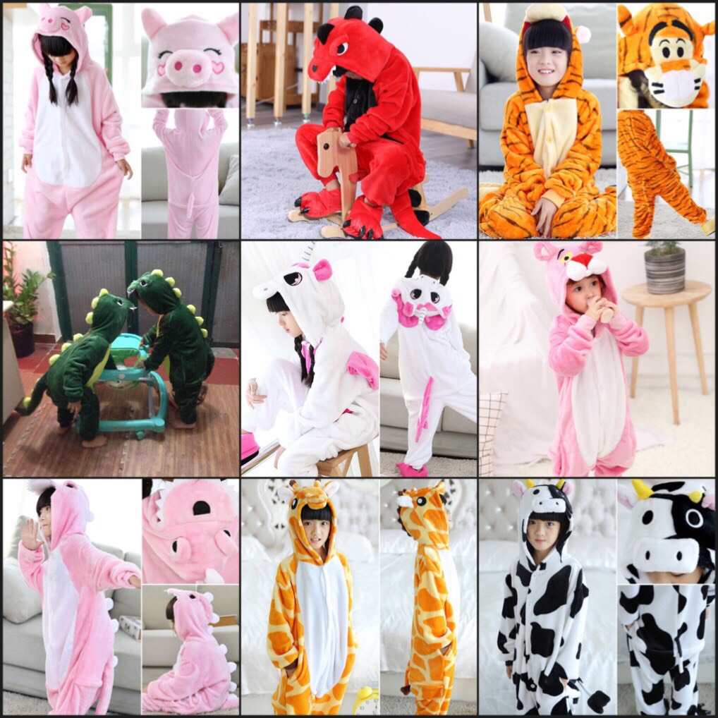 Bộ liền thân bằng lông hình thú cho bé 3 -12 tuổi (không kèm theo bàn chân))