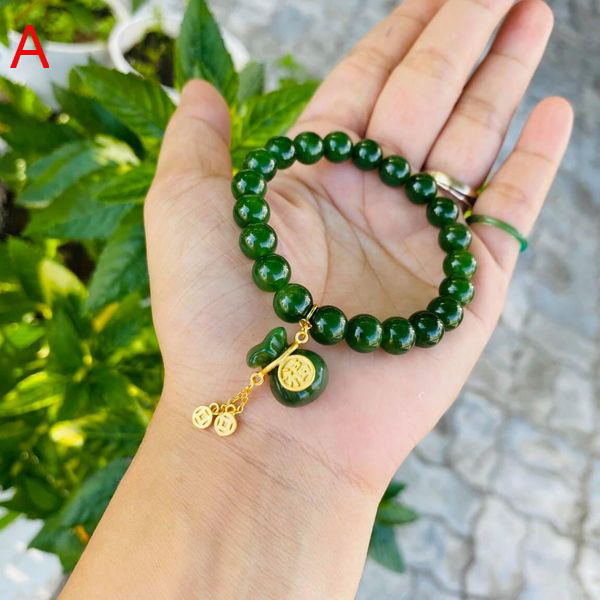 Vòng tay ngọc bích mix túi tiền vàng 10k