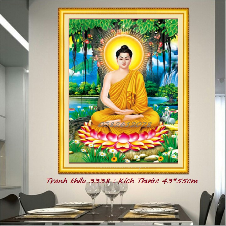 Tranh Thêu Chữ Thập 3D Phật Thích Ca Mâu Ni - Tranh Chưa Thêu