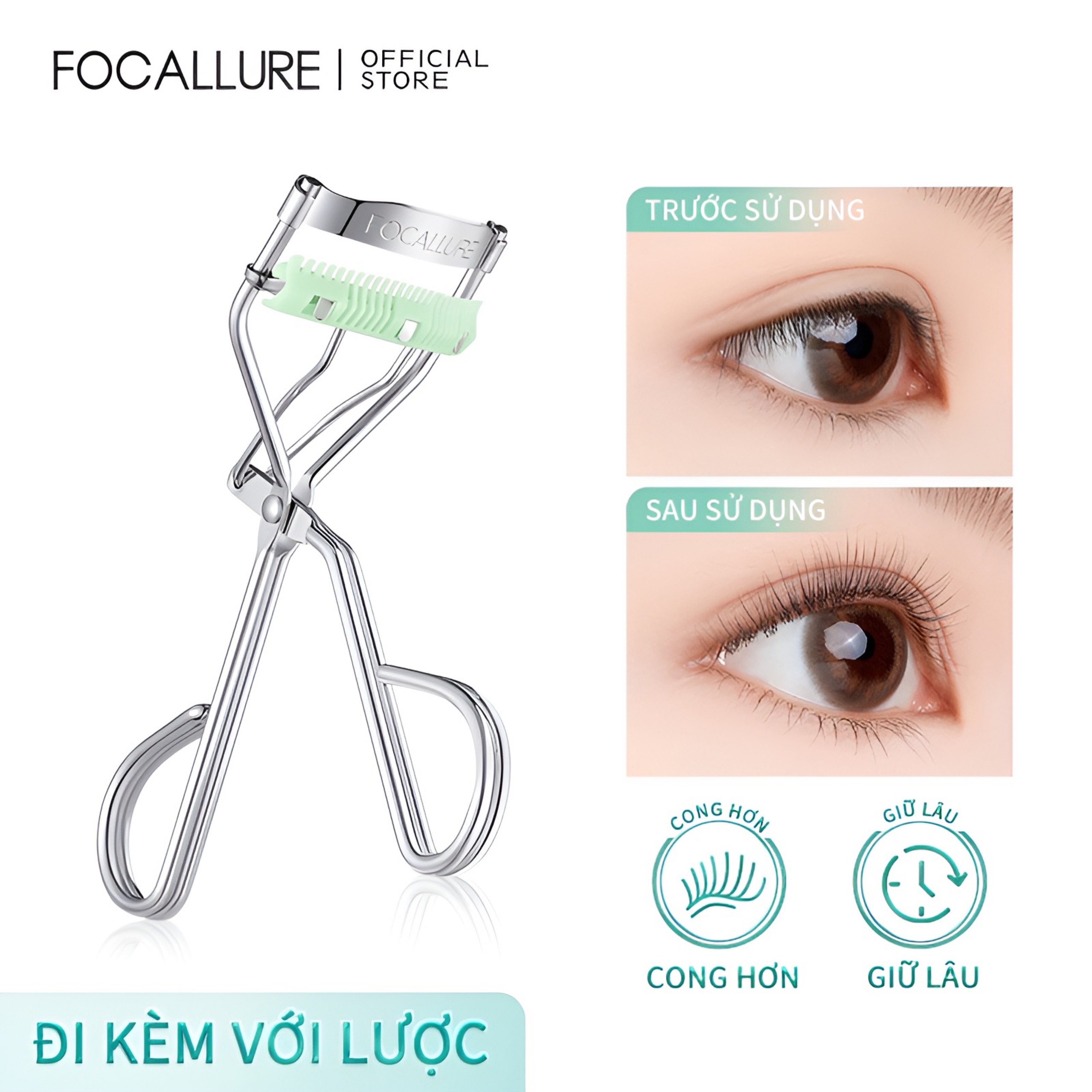 Kẹp Bấm Mi Cong Focallure Kèm Lược Eyelash Curler 40g