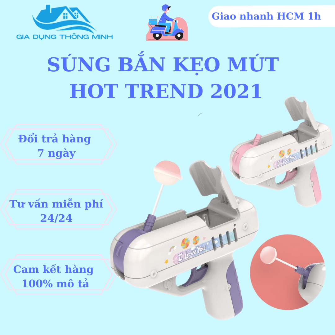 Đồ chơi bắn kẹo mút Hot trend tiktok dành cho các bé siêu ngon, màu sắc ngẫu nhiên
