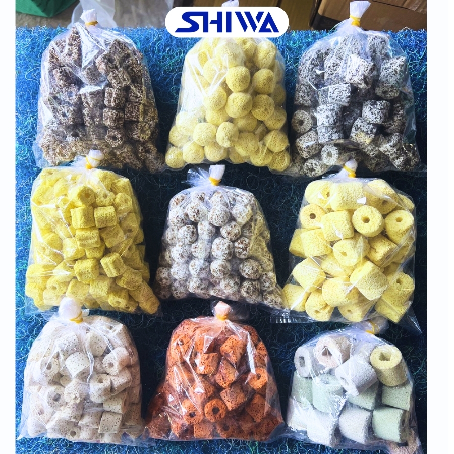 Sứ viên lọc nước hồ cá- vật liệu lọc bể cá- sứ nhẫn trắng/ sứ nhẫn đỏ / sứ trụ muối tiêu - sứ viên lỗ trang trí bể cá - shiwa