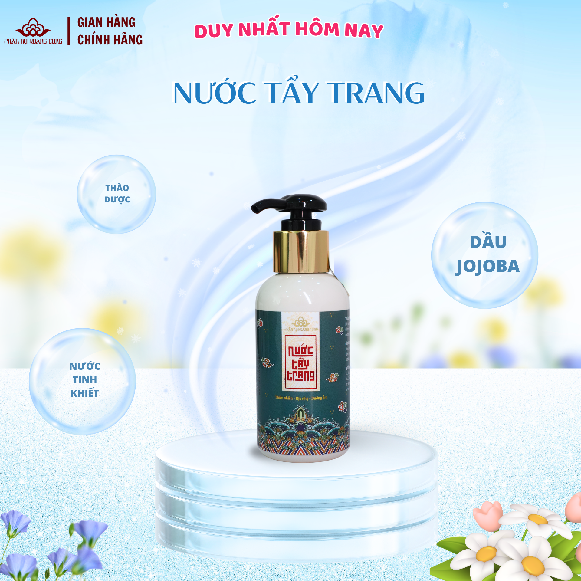 ( Ưu đãi hôm nay)- Nước Tẩy Trang, Phấn Nụ Hoàng Cung, Làm Sạch Sâu, Dưỡng Ẩm Da, Chống Lão Hóa Da, Dung Tích 120ml