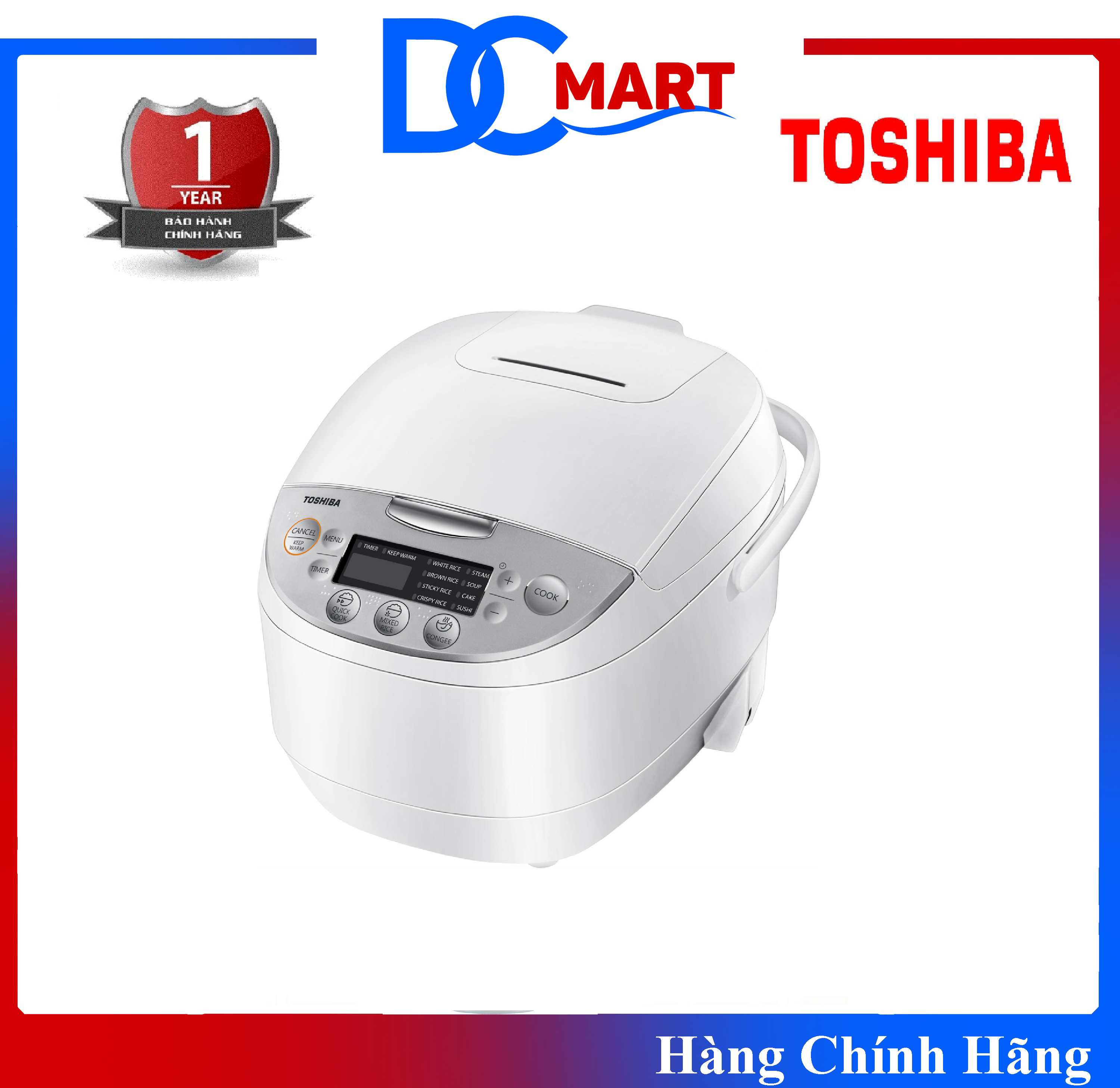 Nồi cơm điện tử Toshiba RC-18DH2PV(W) - 1.8L- Hàng chính hãng, bảo hành 12 tháng