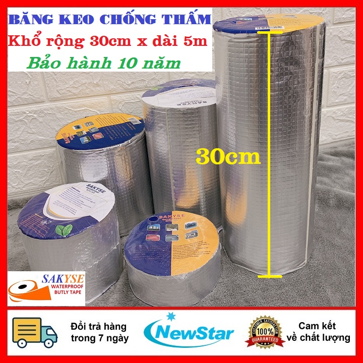 [Khổ lớn 30cm x 5m] Băng Keo Chống Thấm Sakyse Loại to-Băng Keo Siêu Dính Đa Năng Nhật Bản cho tường, trần nhà, mái tôn, ống nước, bể nước, xô chậu, phao bơi, bể bơi, đồ bơm hơi, gỗ, kính, nhựa, tôn, sắt, bê tông, gốm sứ..